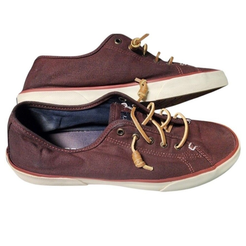 Sperry Top-Sider Crest Vibe Canvas Sneakers Maroon Size 10 Leather Laces